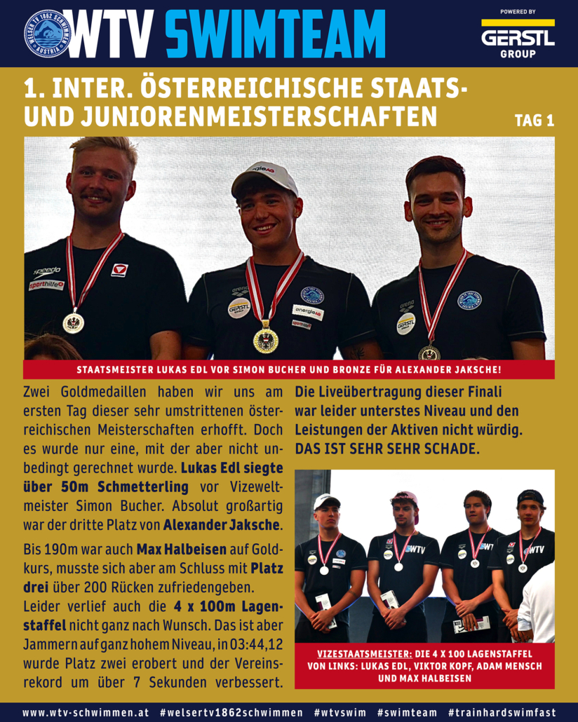 1. Int. Österr. Staats- und Juniorenmeisterschaften - Stadthallenbad Wien - Tag 1