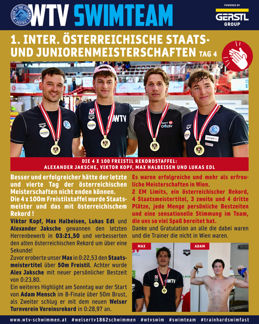 1. Int. Österr. Staats- und Juniorenmeisterschaften - Stadthallenbad Wien - Tag 4